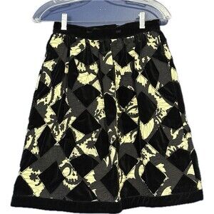 Anna Sui Anthropologie Vintage Red Floral  Elves Tweed Mini Skirt Size 4 Pockets